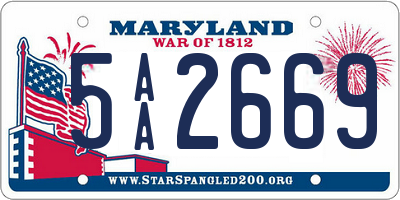 MD license plate 5AA2669