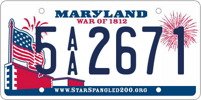 MD license plate 5AA2671