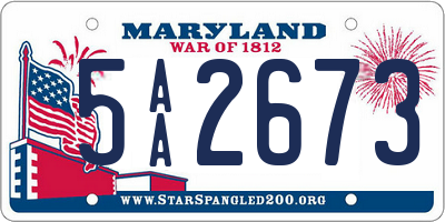 MD license plate 5AA2673