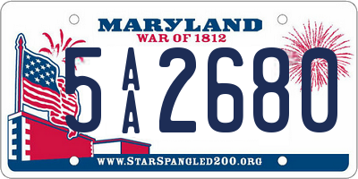 MD license plate 5AA2680