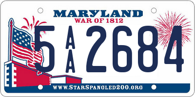 MD license plate 5AA2684