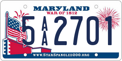 MD license plate 5AA2701