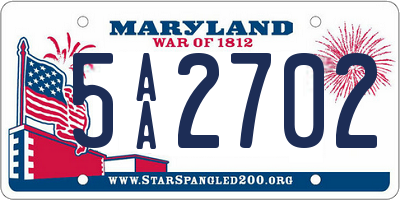 MD license plate 5AA2702