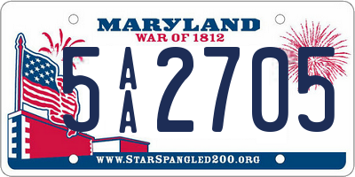 MD license plate 5AA2705