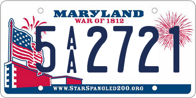 MD license plate 5AA2721