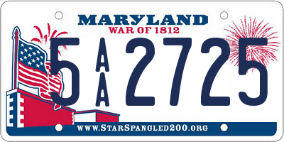 MD license plate 5AA2725