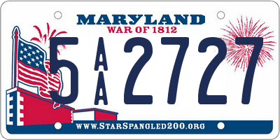 MD license plate 5AA2727