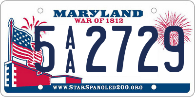 MD license plate 5AA2729