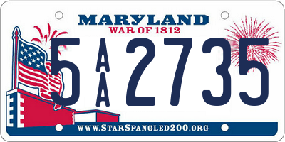 MD license plate 5AA2735