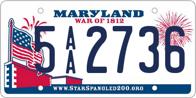 MD license plate 5AA2736