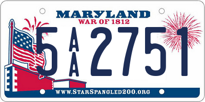 MD license plate 5AA2751