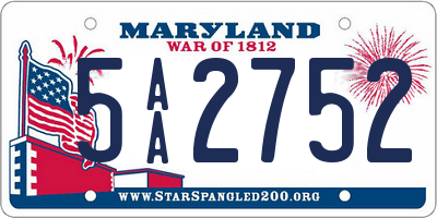 MD license plate 5AA2752