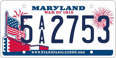 MD license plate 5AA2753