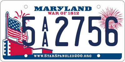 MD license plate 5AA2756