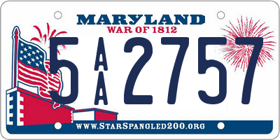 MD license plate 5AA2757