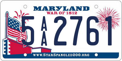 MD license plate 5AA2761