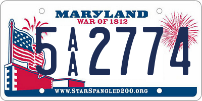 MD license plate 5AA2774