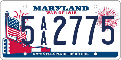 MD license plate 5AA2775