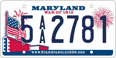 MD license plate 5AA2781