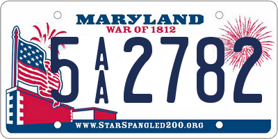 MD license plate 5AA2782
