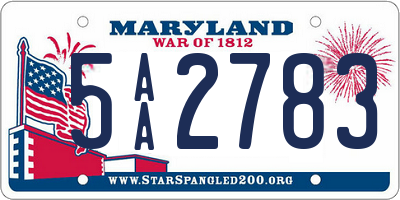 MD license plate 5AA2783