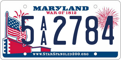 MD license plate 5AA2784