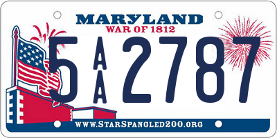 MD license plate 5AA2787