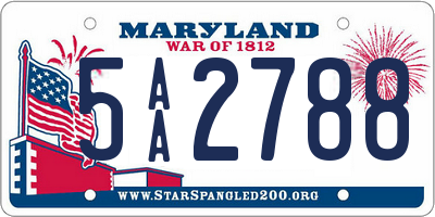 MD license plate 5AA2788