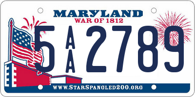 MD license plate 5AA2789