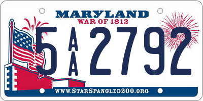 MD license plate 5AA2792