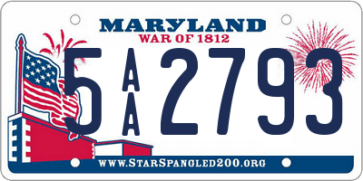 MD license plate 5AA2793