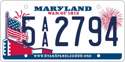 MD license plate 5AA2794