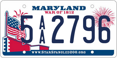 MD license plate 5AA2796