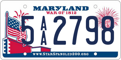 MD license plate 5AA2798