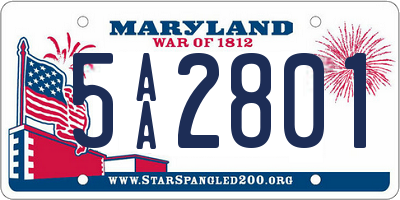 MD license plate 5AA2801