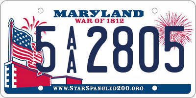 MD license plate 5AA2805