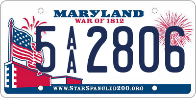 MD license plate 5AA2806