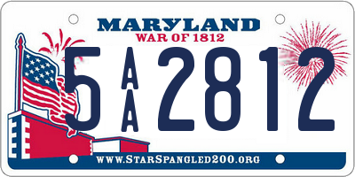 MD license plate 5AA2812