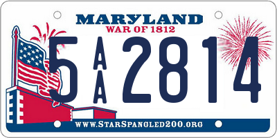 MD license plate 5AA2814