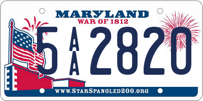 MD license plate 5AA2820