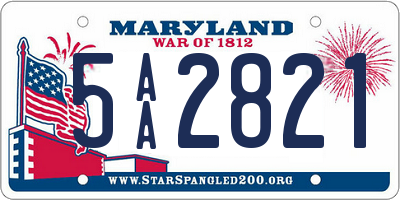 MD license plate 5AA2821