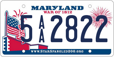 MD license plate 5AA2822