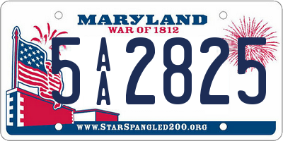 MD license plate 5AA2825