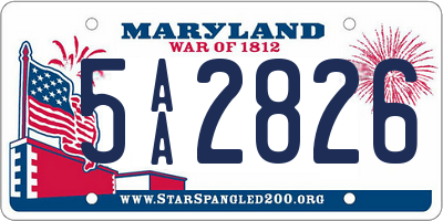 MD license plate 5AA2826