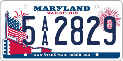 MD license plate 5AA2829