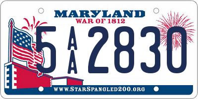 MD license plate 5AA2830
