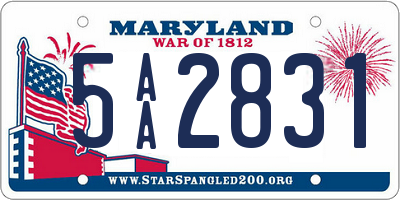 MD license plate 5AA2831