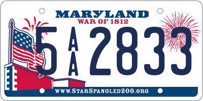 MD license plate 5AA2833