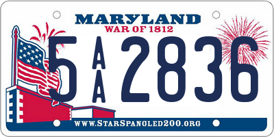 MD license plate 5AA2836