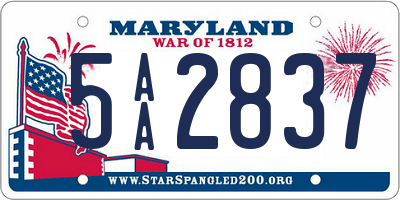 MD license plate 5AA2837